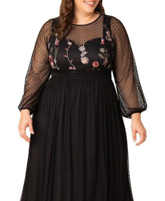 Plus Size Mystique Mixed Media Evening Gown