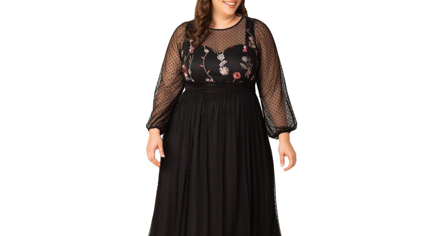 Plus Size Mystique Mixed Media Evening Gown