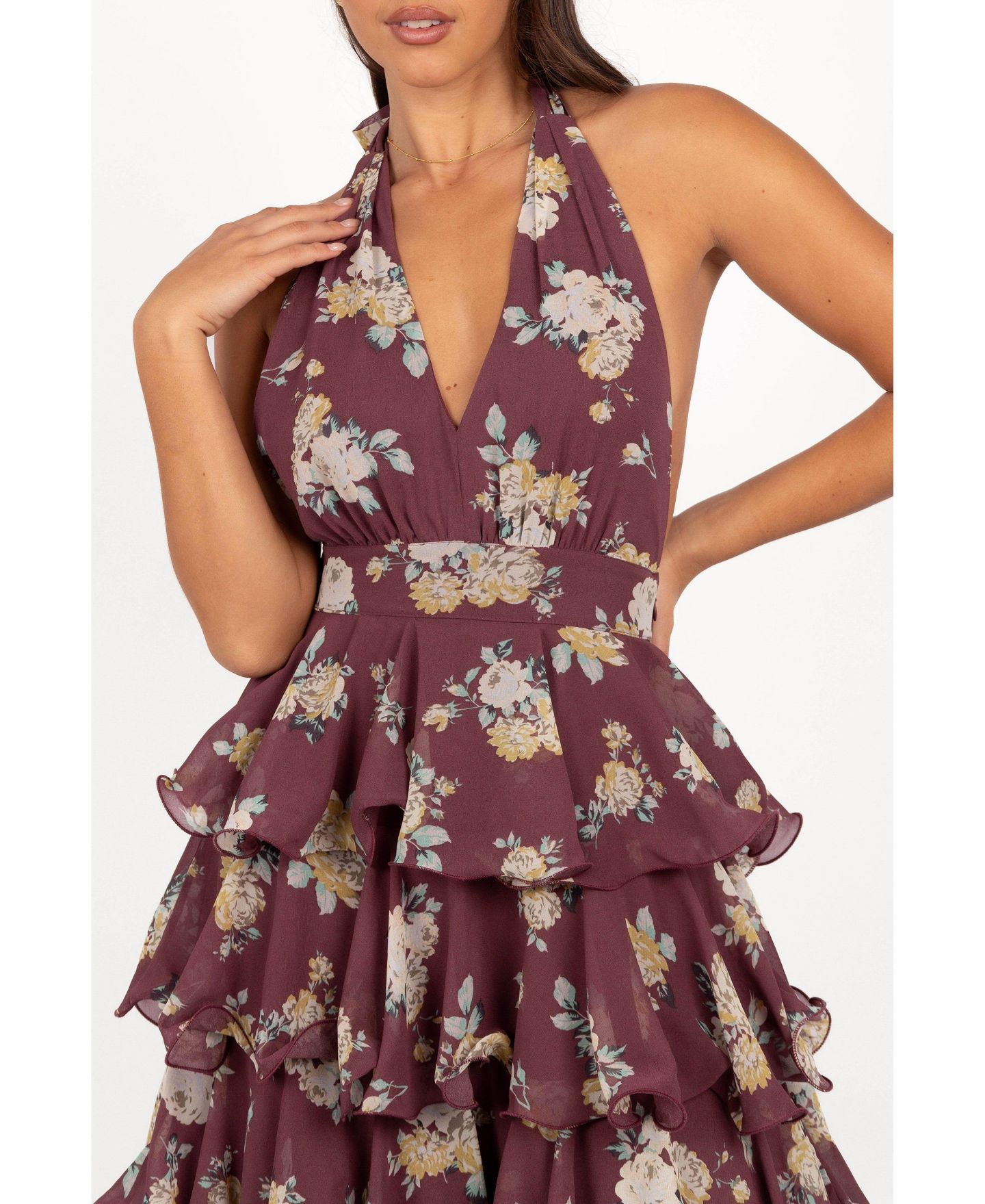 Женское платье Petal and Pup Kendall Maxi Halterneck, цвет: Тёмный винный — фото 6