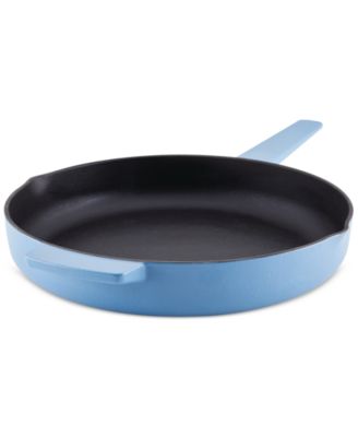 Enameled Cast Iron 12" Skillet with Helper Handle and Pour Spouts