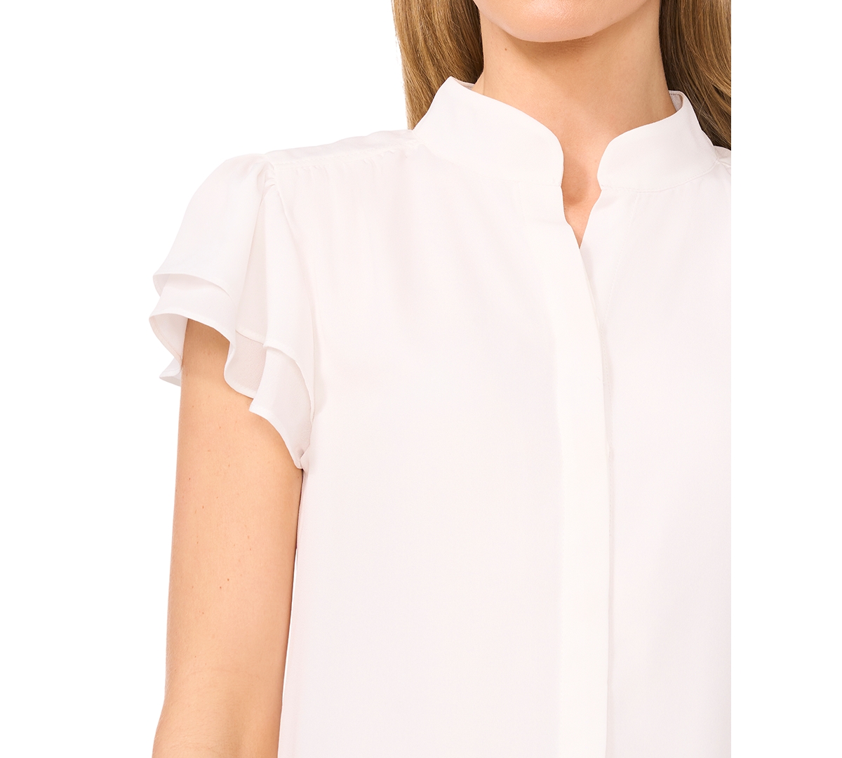 CECE WOMEN'S FLUTTER-SLEEVE BUTTON-FRONT BLOUSE 