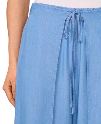 Women's Side-Overlap Self-Tie Wide-Leg Pants