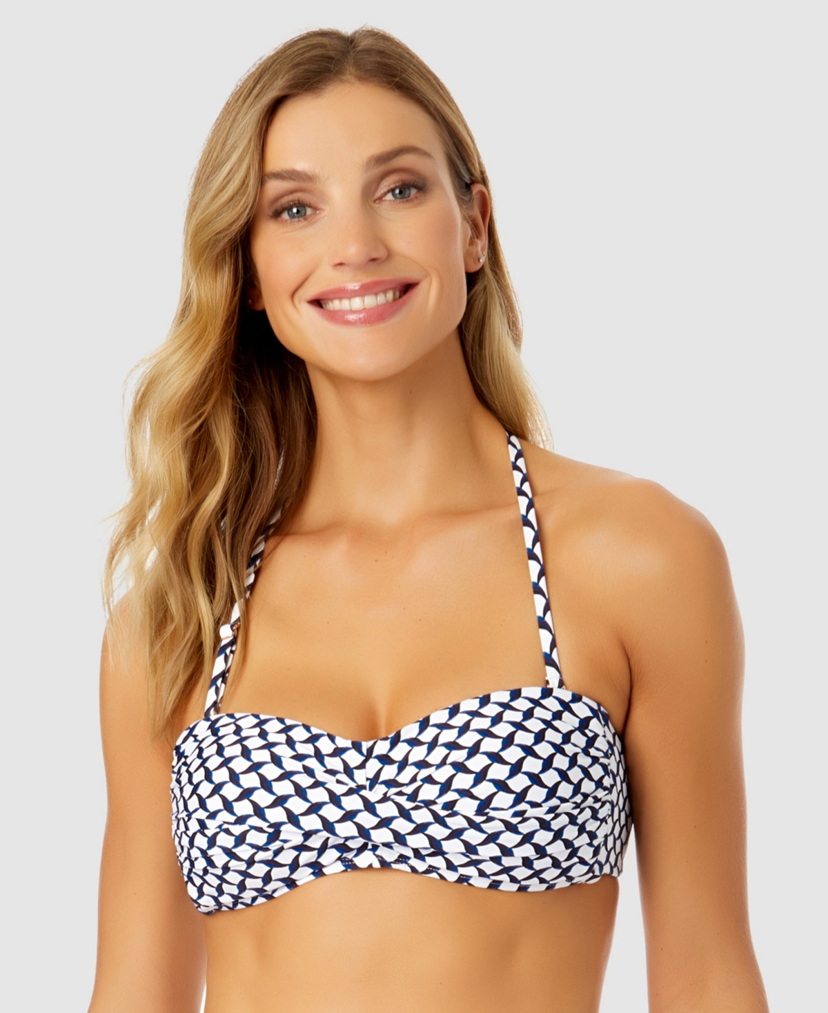 ANNE COLE WOMEN'S NEO GEO TWIST-FRONT BANDEAU BIKINI TOP 