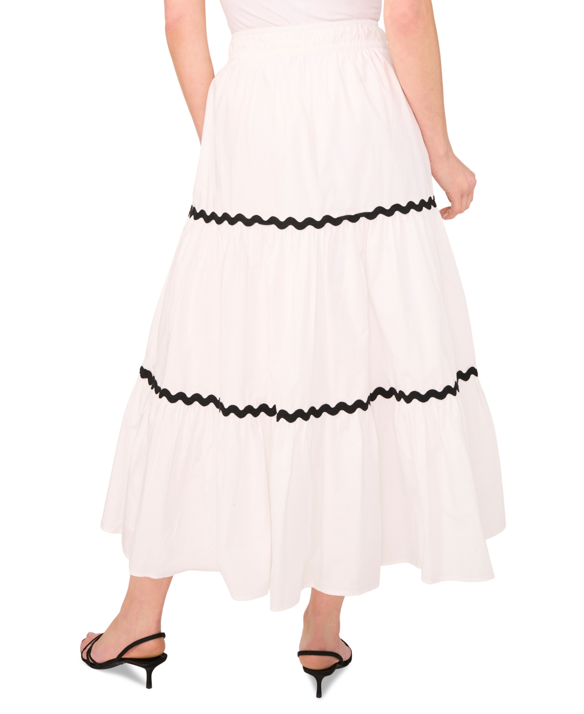 Shop Cece Women's Rickrack-trim Maxi Skirt In Ultra White