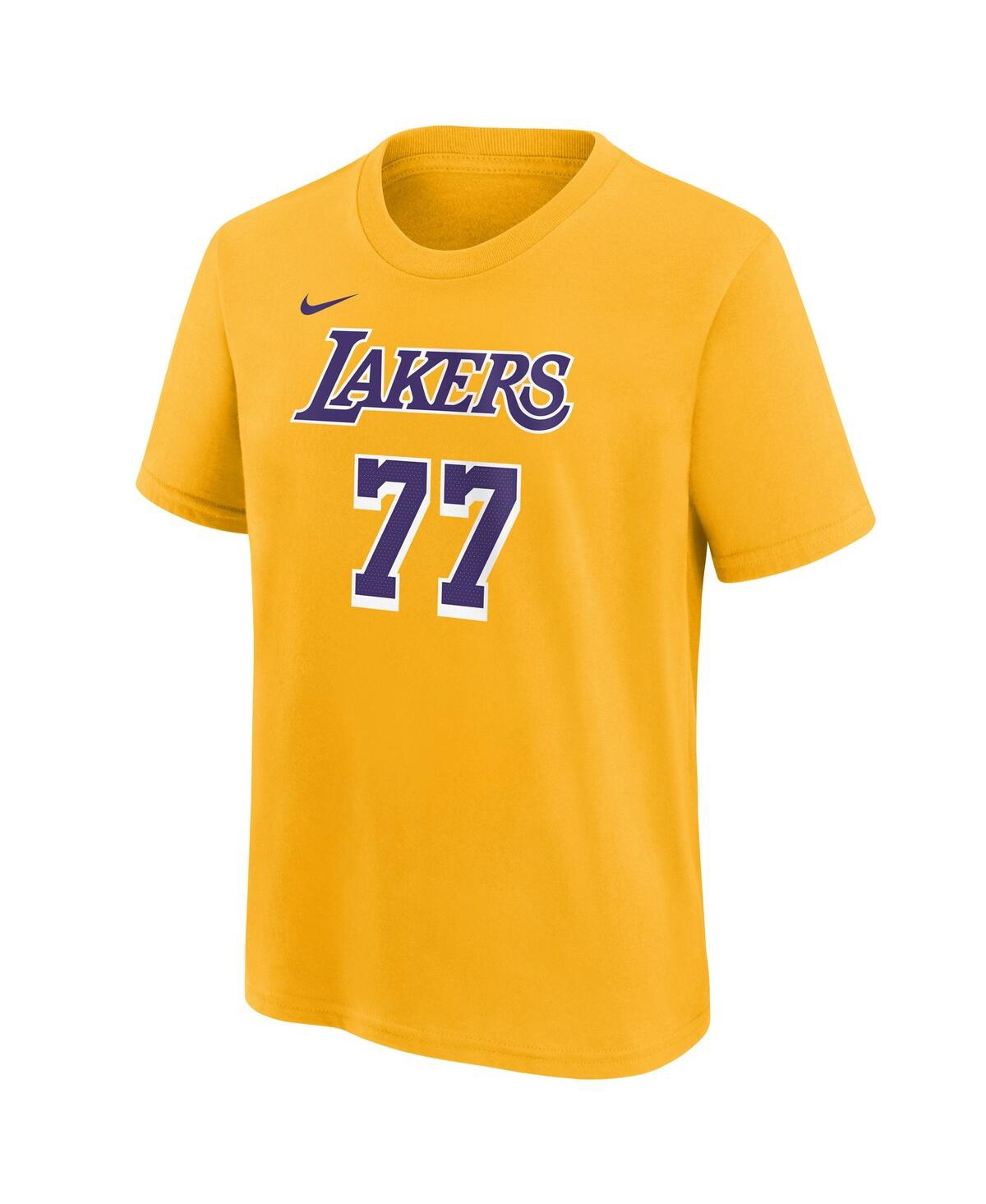 Nike Big Boys And Girls Luka Doncic Gold Los Angeles Lakers Player Name Number T-shirt In Gold