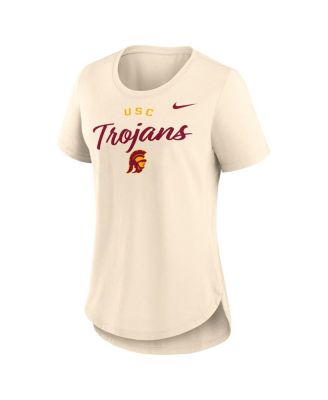 Women's Tan USC Trojans Script Logo Tri-Blend T-Shirt