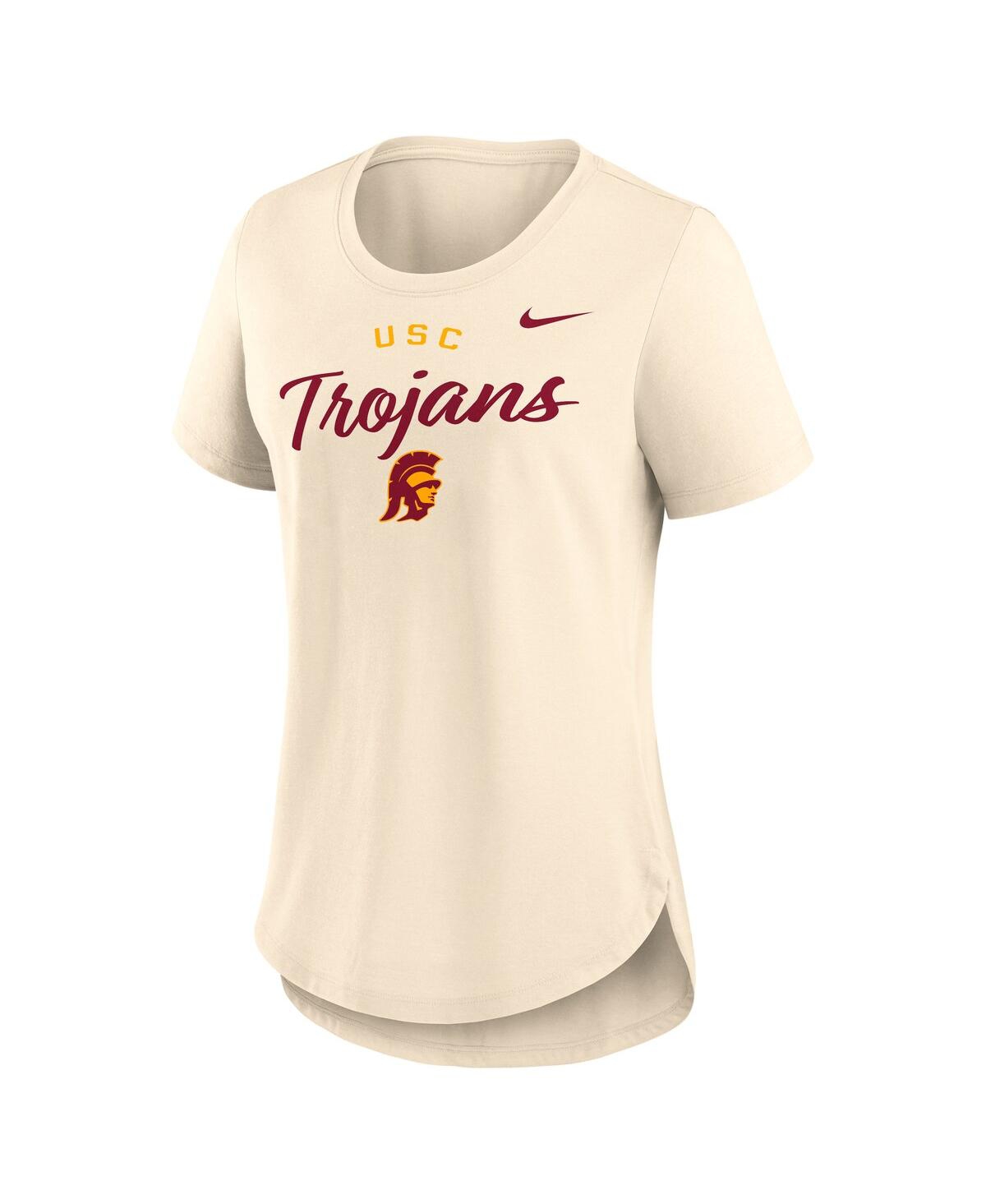 Nike Women's Tan Usc Trojans Script Logo Tri-blend T-shirt In Tan