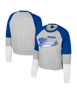 Colosseum - Women's Heather Gray Kentucky Wildcats Katinka Rhinestone Scoop Neck Pullover Sweatshirt