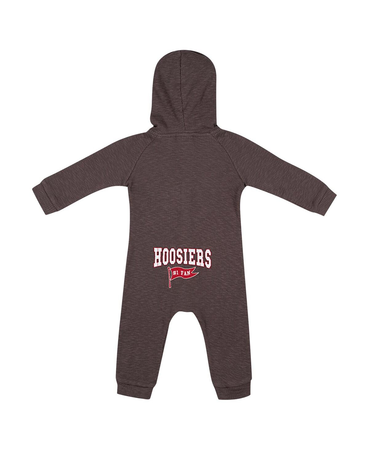 Colosseum Baby Boys And Girls Charcoal Oklahoma Sooners Zando-zan Waffle Full-snap Hooded Romper In Charcoal
