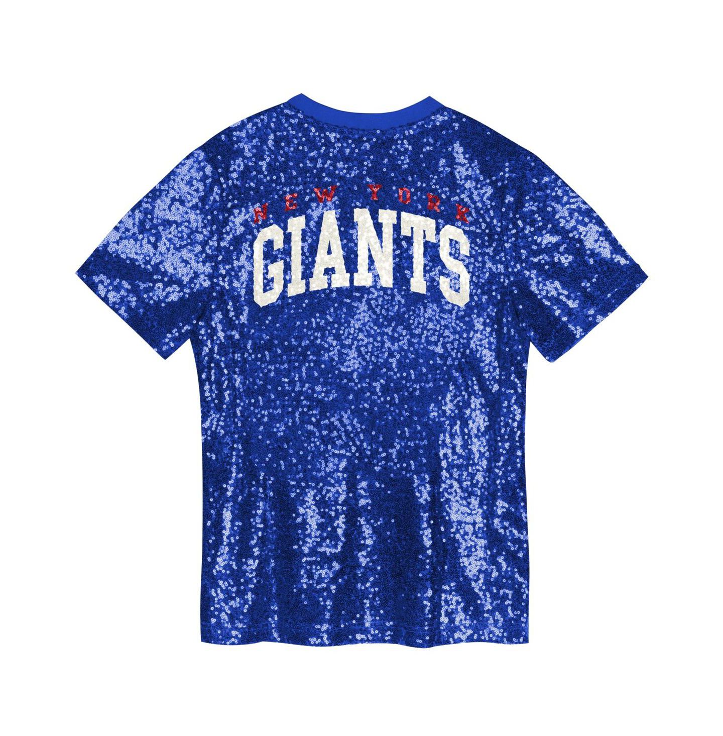 Топ Outerstuff Royal New York Giants Wordmark Sequin V-neck для девочек — фото 2