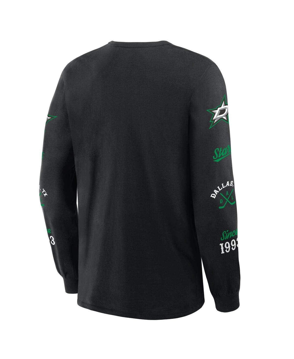 Fanatics Men's Black Dallas Stars Boxed In Legacy Long Sleeve T-shirt In Black