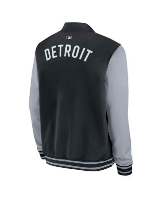 Men's Black/Gray Detroit Tigers Authentic Collection Dugout Full-Zip Bomber Jacket