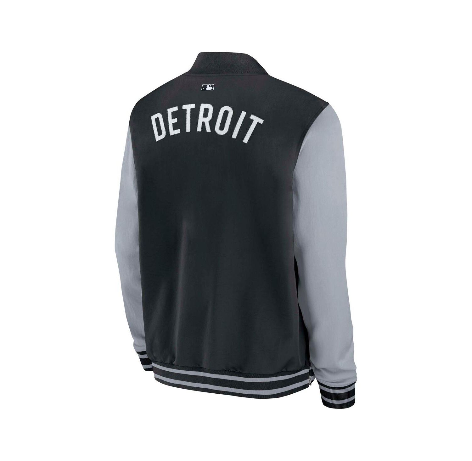 Men's Black/Gray Detroit Tigers Authentic Collection Dugout Full-Zip Bomber Jacket