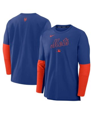 Nike - Men's Royal/Orange New York Mets Authentic Collection Player Lightweight Performance Long Sleeve Top