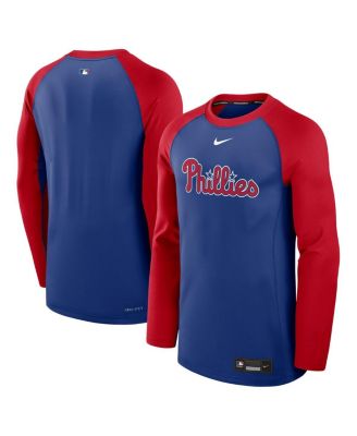 Nike - Men's Royal/Red Philadelphia Phillies Authentic Collection Game Time Raglan Performance Long Sleeve T-Shirt