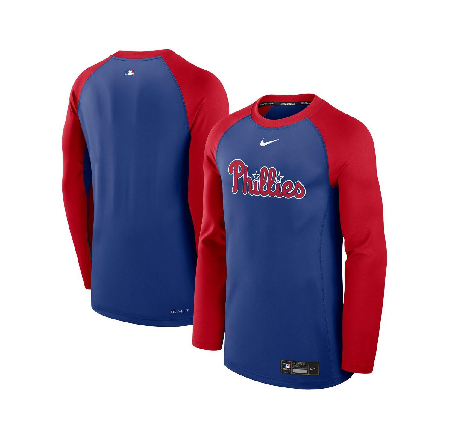 Men's Royal/Red Philadelphia Phillies Authentic Collection Game Time Raglan Performance Long Sleeve T-Shirt