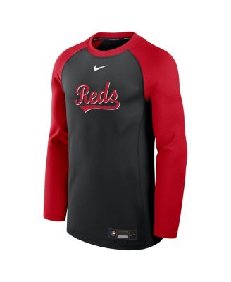 Men's Black/Red Cincinnati Reds Authentic Collection Game Time Raglan Performance Long Sleeve T-Shirt
