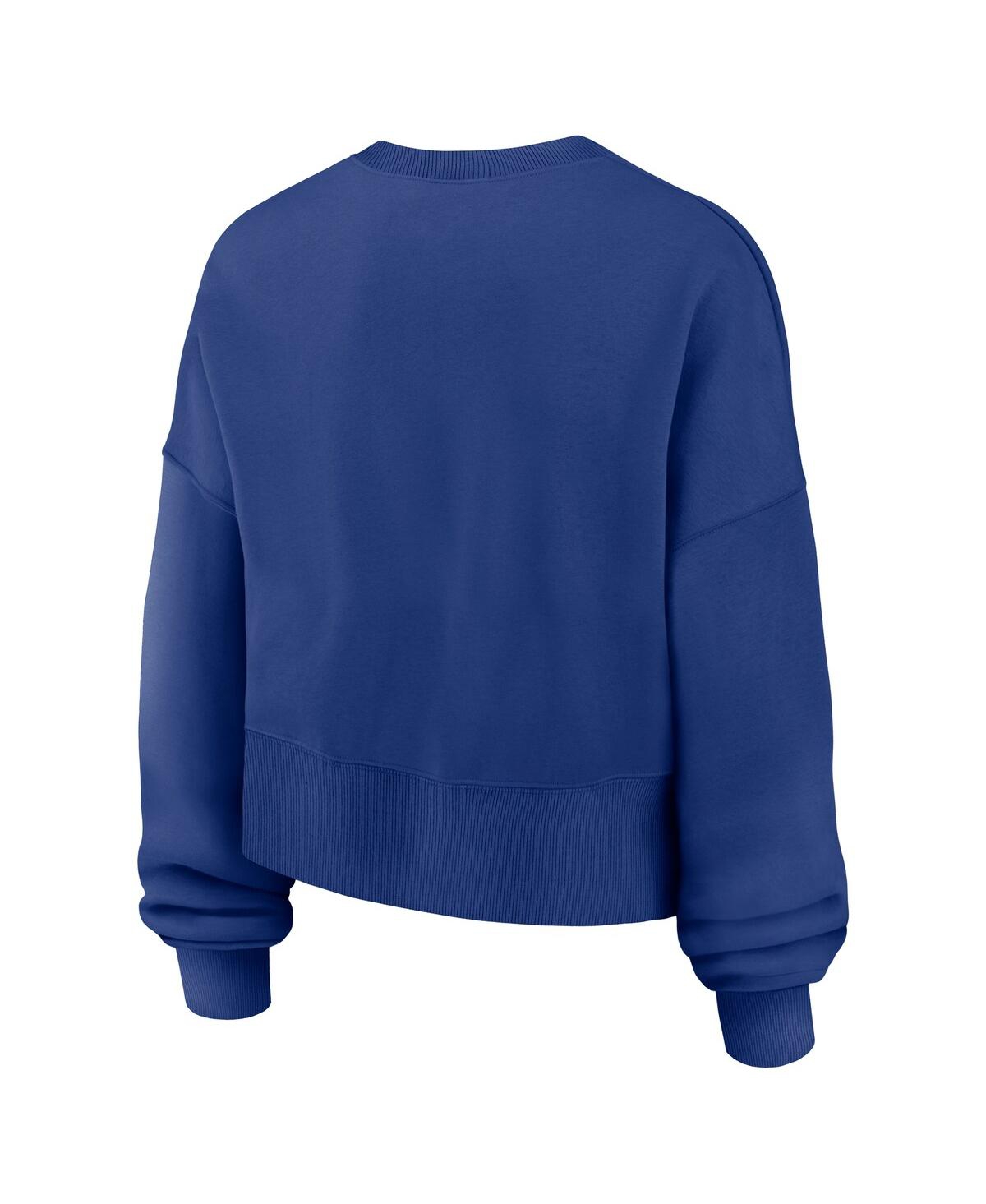 Nike Women's Royal Philadelphia Phillies Oversized Long Sleeve Cropped Pullover Sweatshirt In Royal,navy