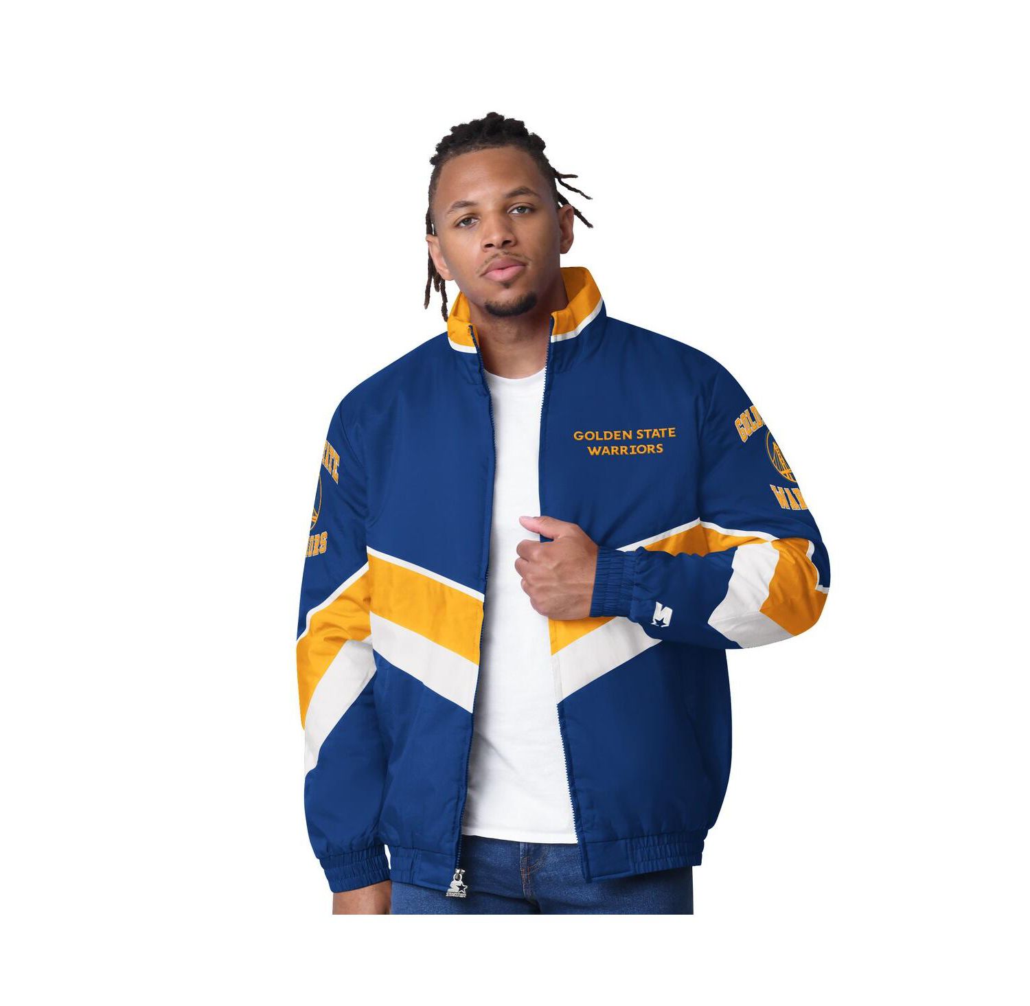 Men's Royal Golden State Warriors Captain Oxford Full-Zip Jacket