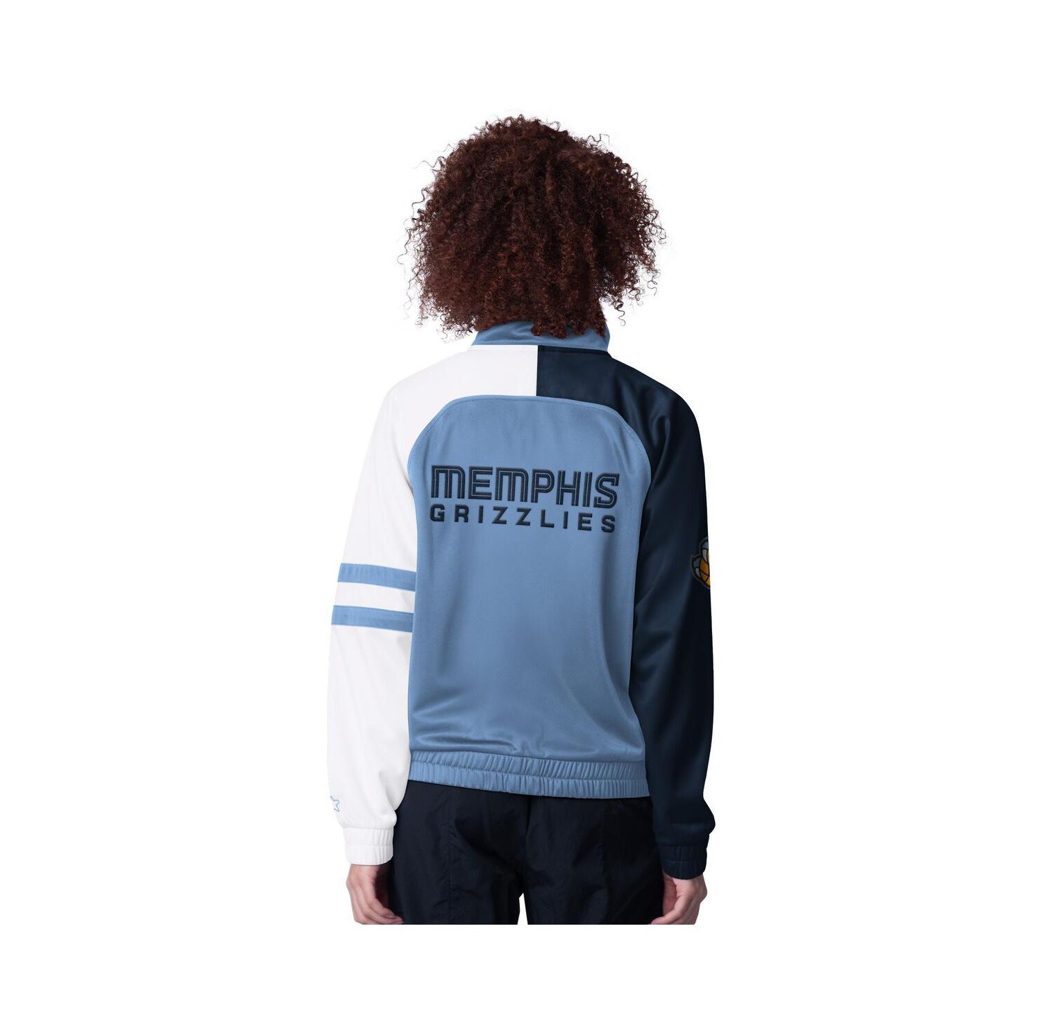 Women's Light Blue Memphis Grizzlies Line Up Dolman Raglan Full-Zip Track Jacket