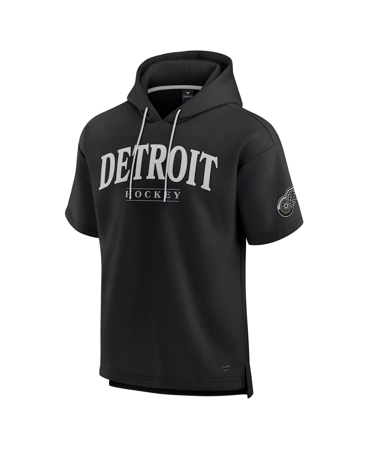 Fanatics Men's Black Detroit Red Wings Elements Ready Short Sleeve Pullover Hoodie In Black