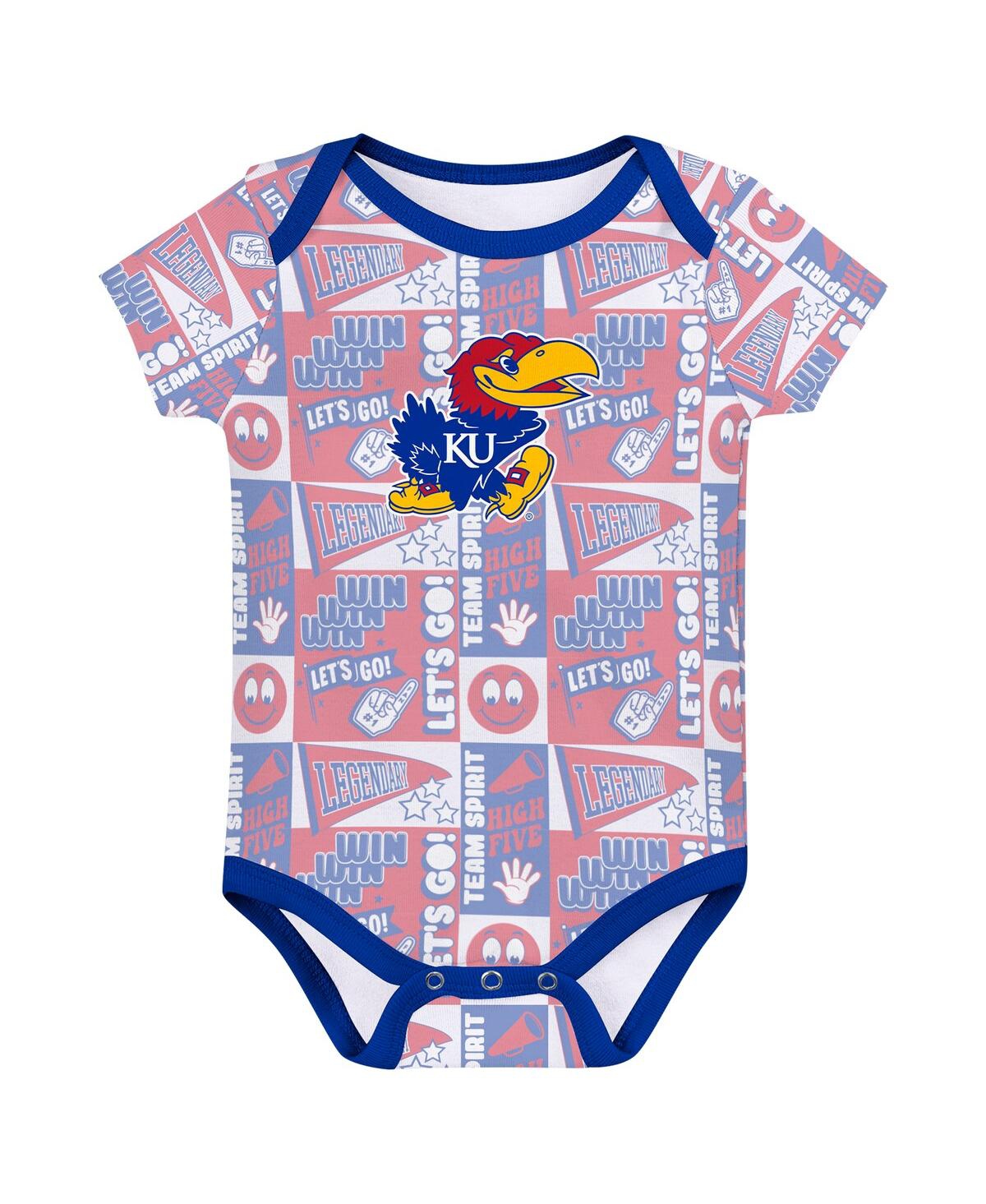 Outerstuff Newborn Royal Kansas Jayhawks Sunday Comics Bodysuit Set 3-pack In Multi