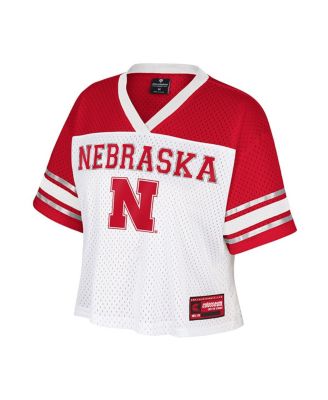 Women's White Nebraska Huskers Treasure Cropped Football Jersey