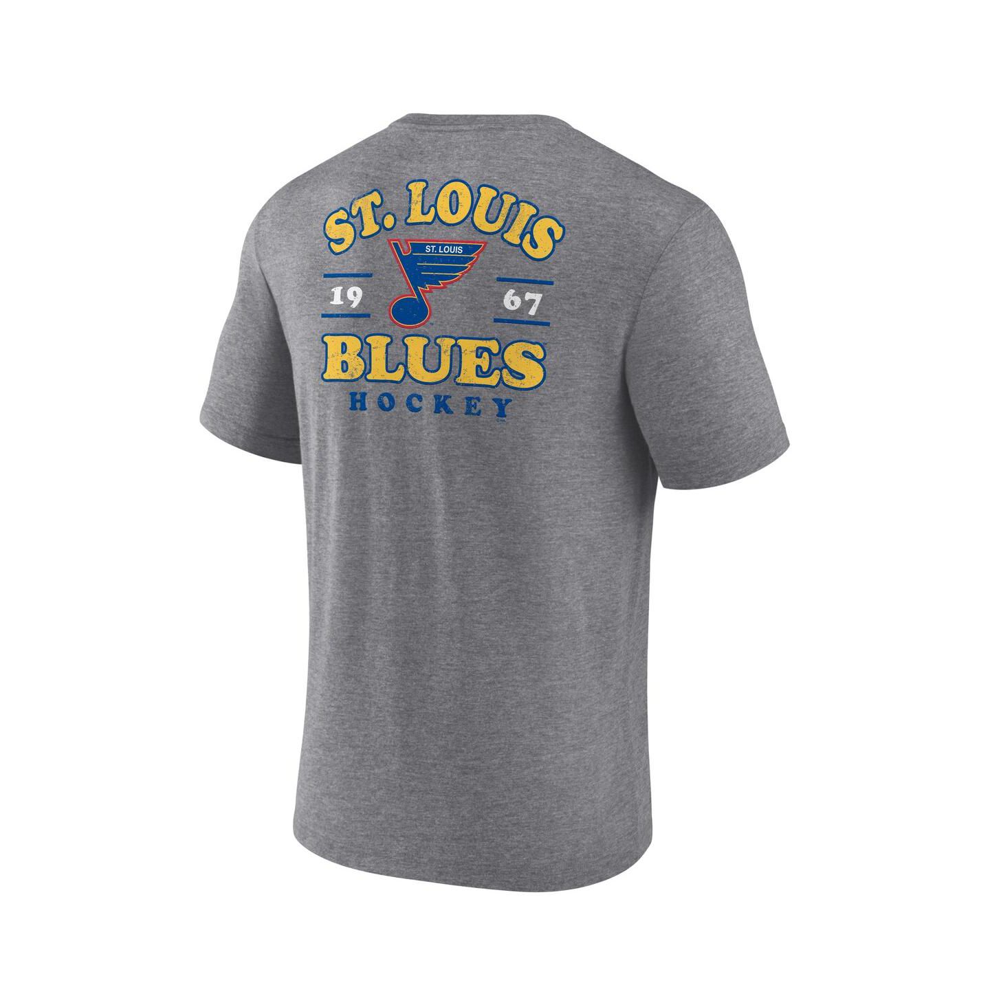 Мужская футболка Fanatics Heather Gray St. Louis Blues Winger Tri-Blend — фото 2