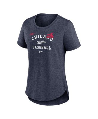 Women's Heather Navy Chicago White Sox Rewind Arch Mix Tri-Blend T-Shirt