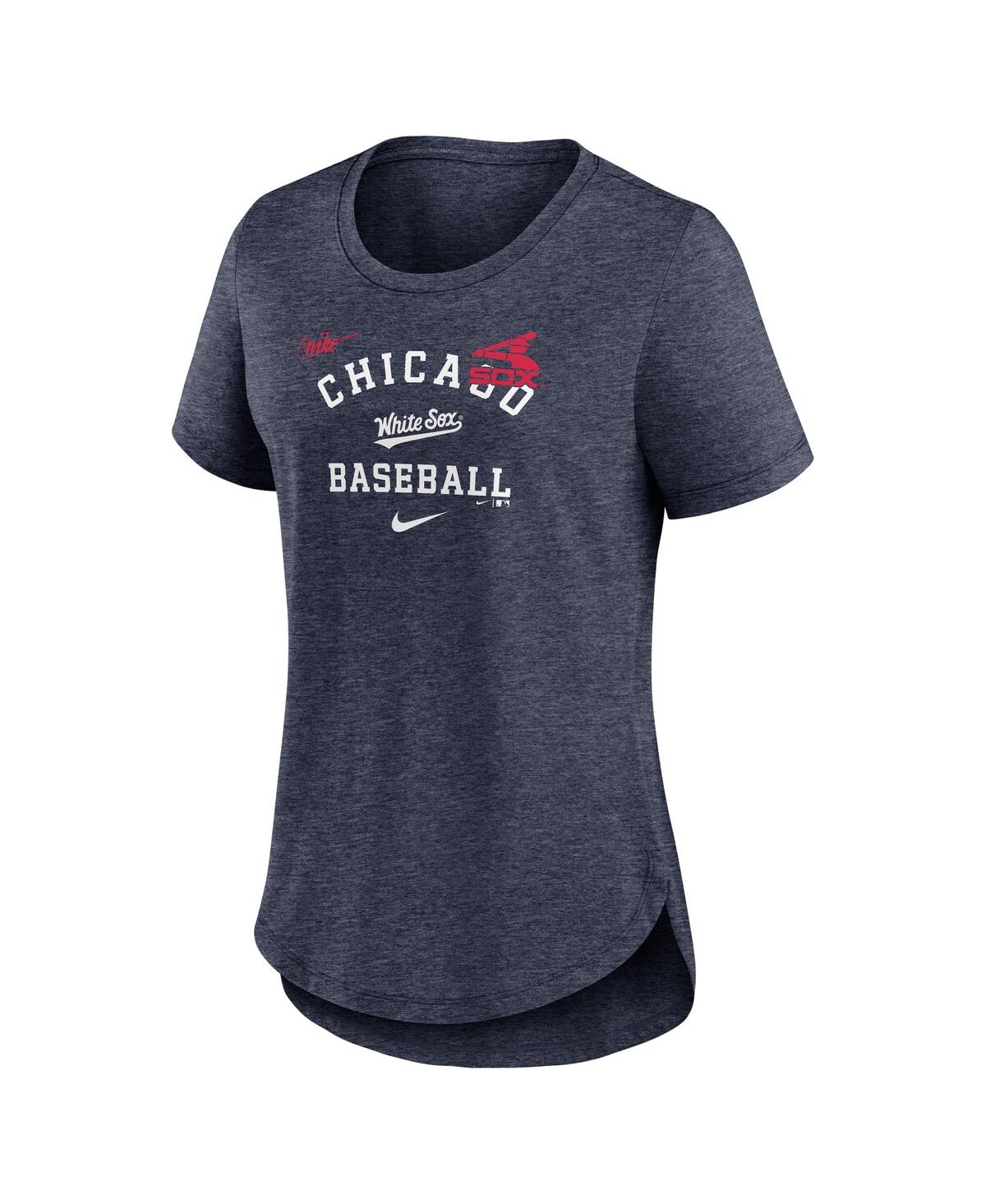 Nike Women's Heather Navy Chicago White Sox Rewind Arch Mix Tri-blend T-shirt In Heather Navy
