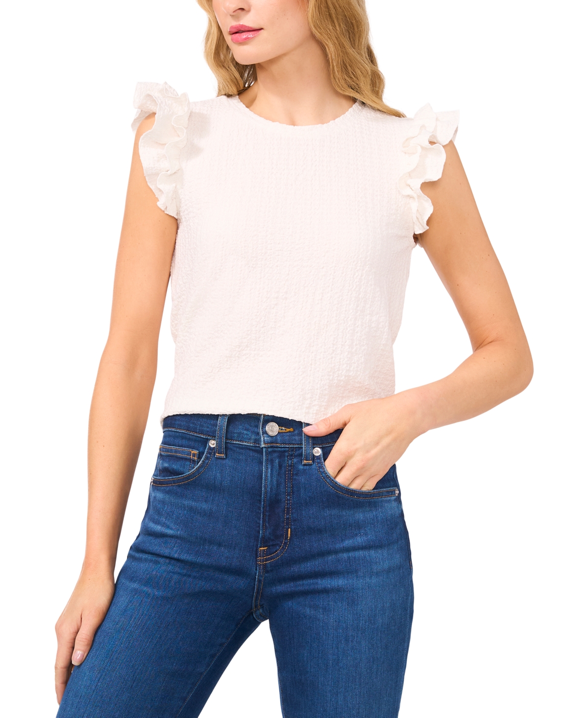 Women's Sleeveless Double Ruffled Tank Top - Lemon Drop
