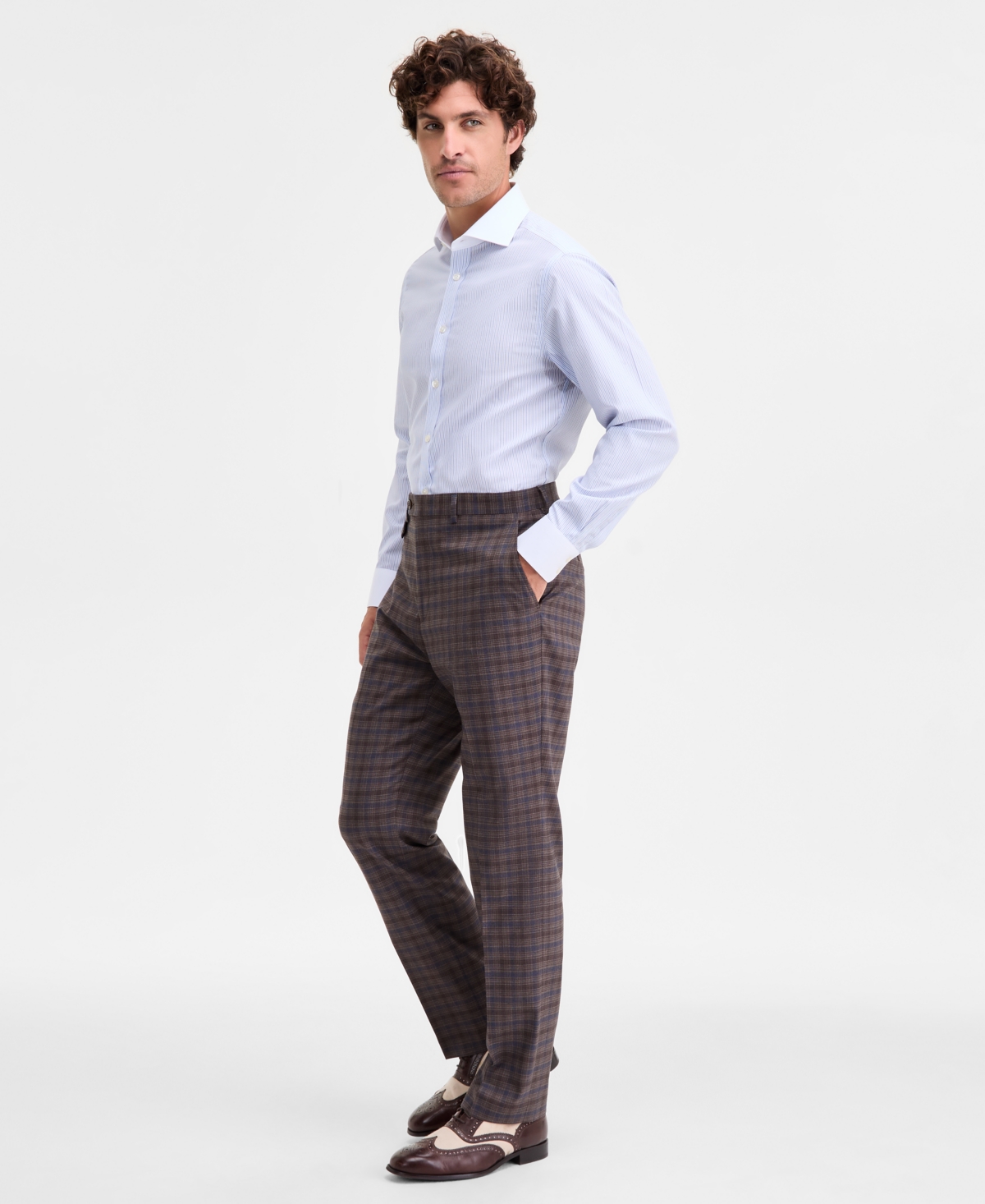 Tayion Collection Men's Classic-fit Plaid Suit Separate Pants In Multi
