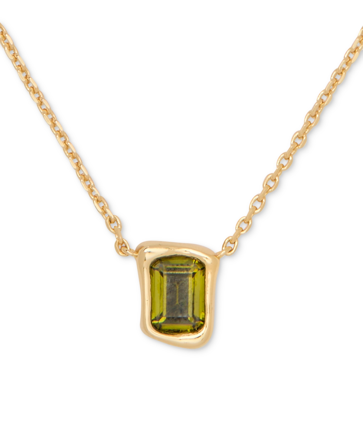Kate Spade Cubic Zirconia Pendant Necklace, 16" + 3" Extender In Green,gold