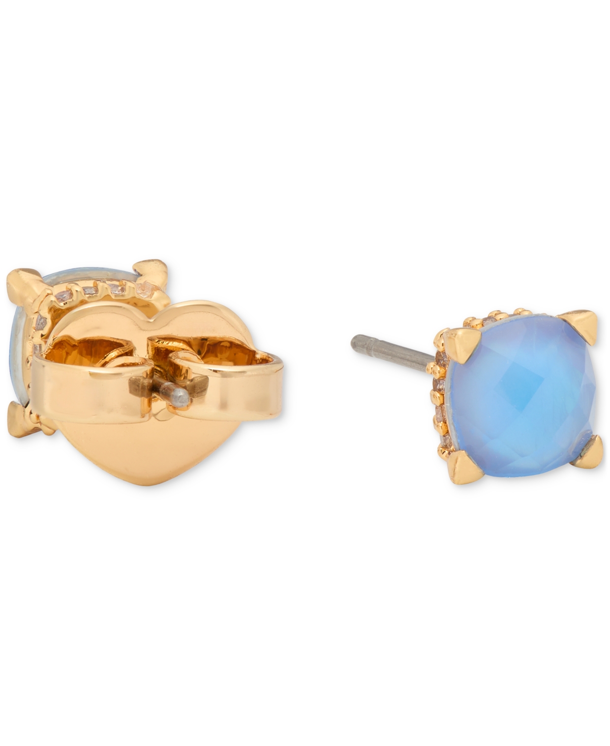 Kate Spade Gold-tone Color Cubic Zirconia Stud Earrings In Blue Gold.