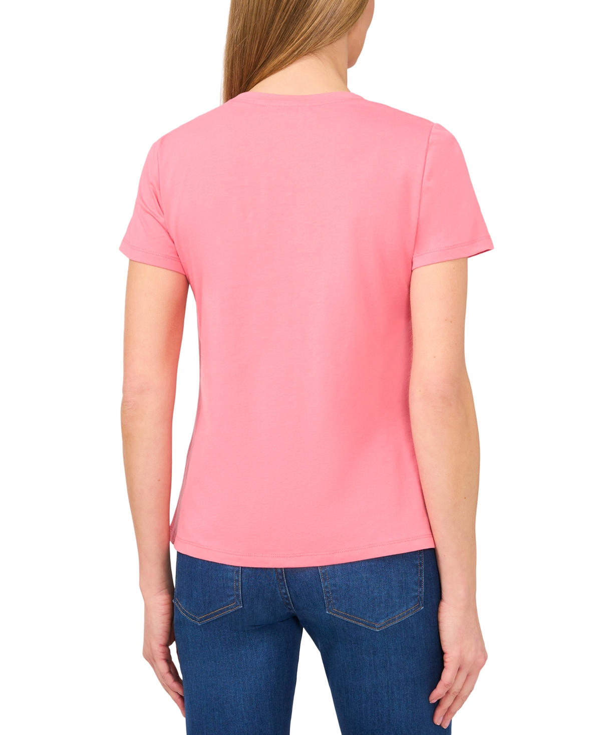 Shop Cece Women's Cotton Butterfly-gem Short-sleeve Tee In Confetti Pink