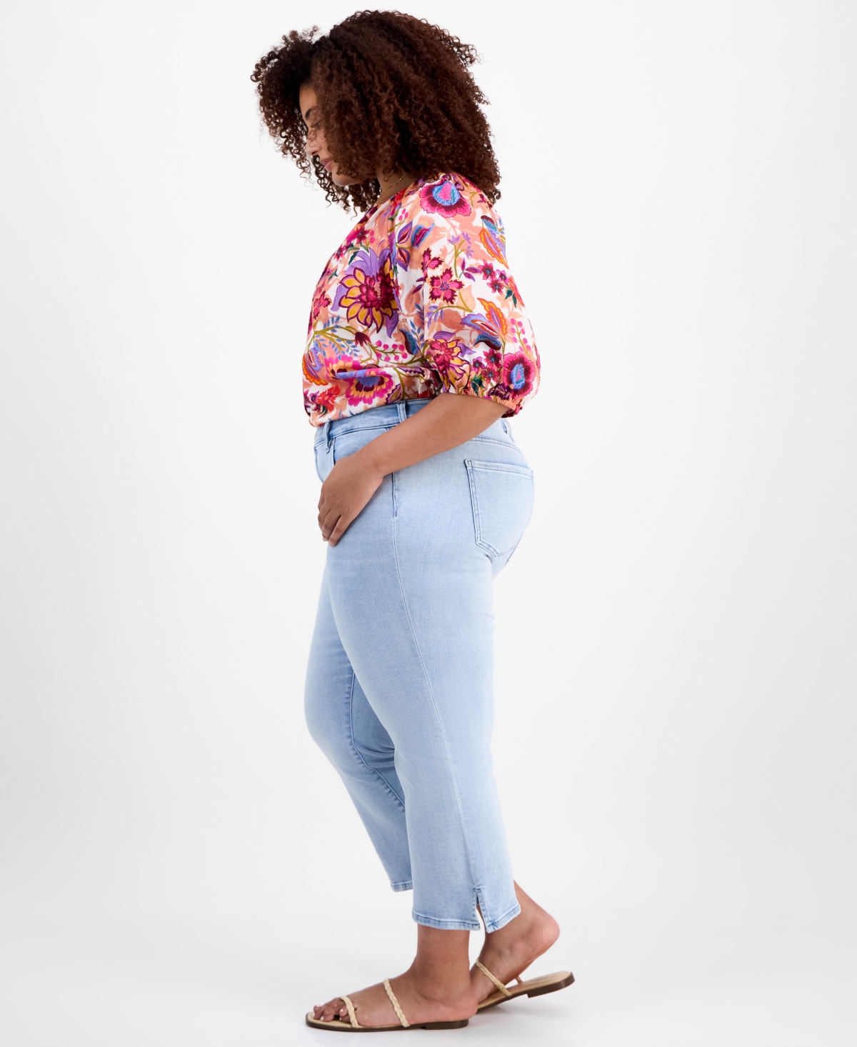 Liverpool Los Angeles Trendy Plus Size Slit-hem Kick Flare Jeans