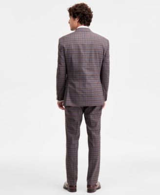 Men's Classic-Fit Tan/Blue Plaid Suit Separates