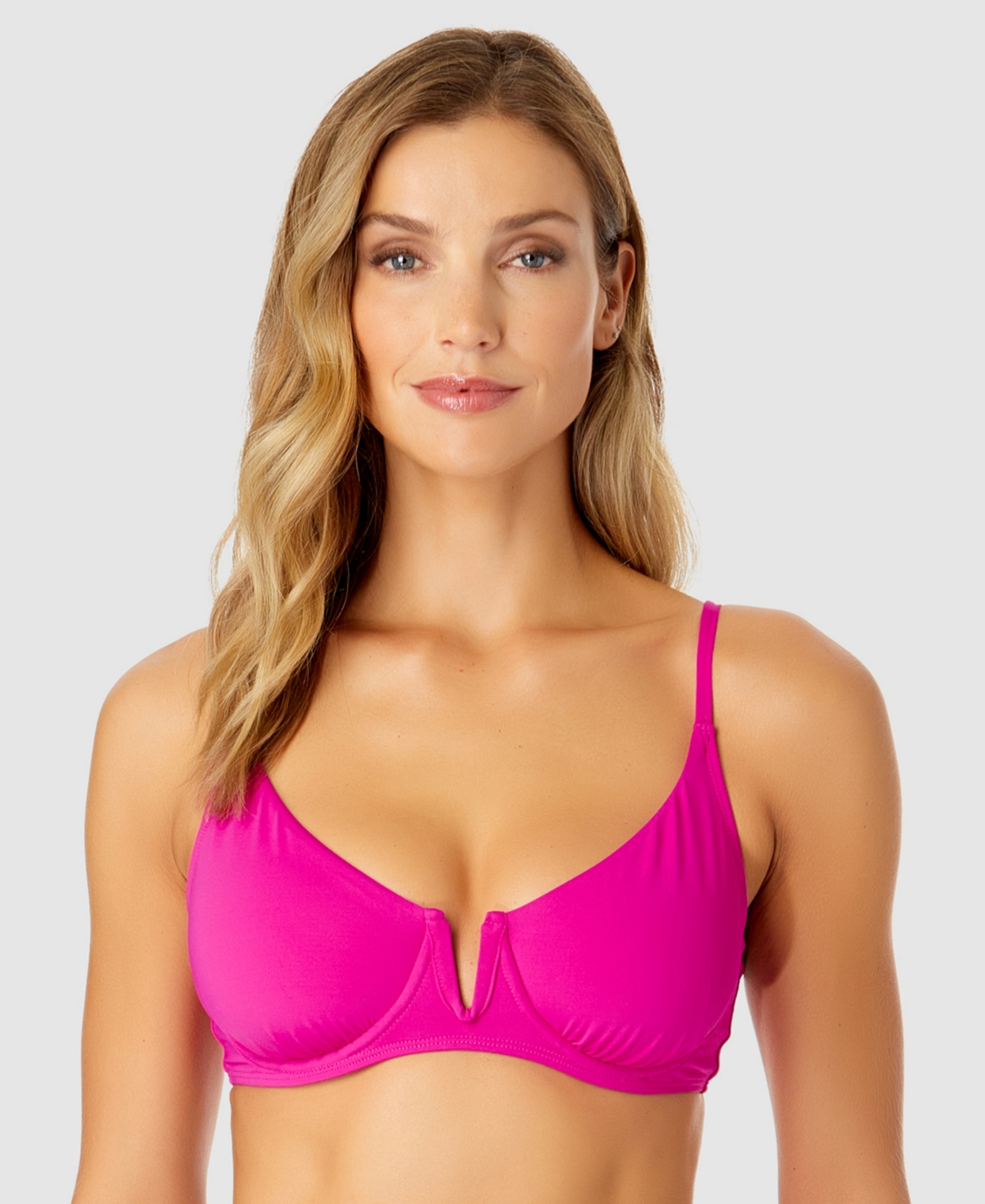 Women's V-Wire Elongated Underwire Bikini Top - Hibiscus