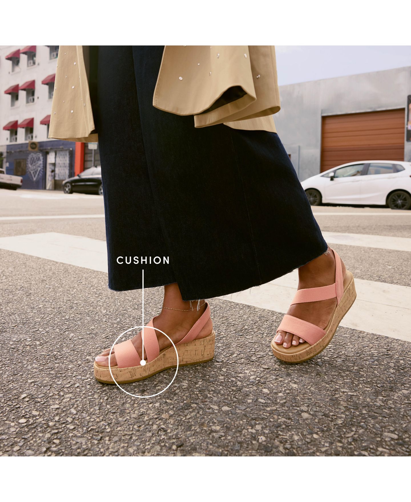 Женские сандалии LifeStride Odette Square Open Toe Wedge, цвет: Костяной белый — фото 7