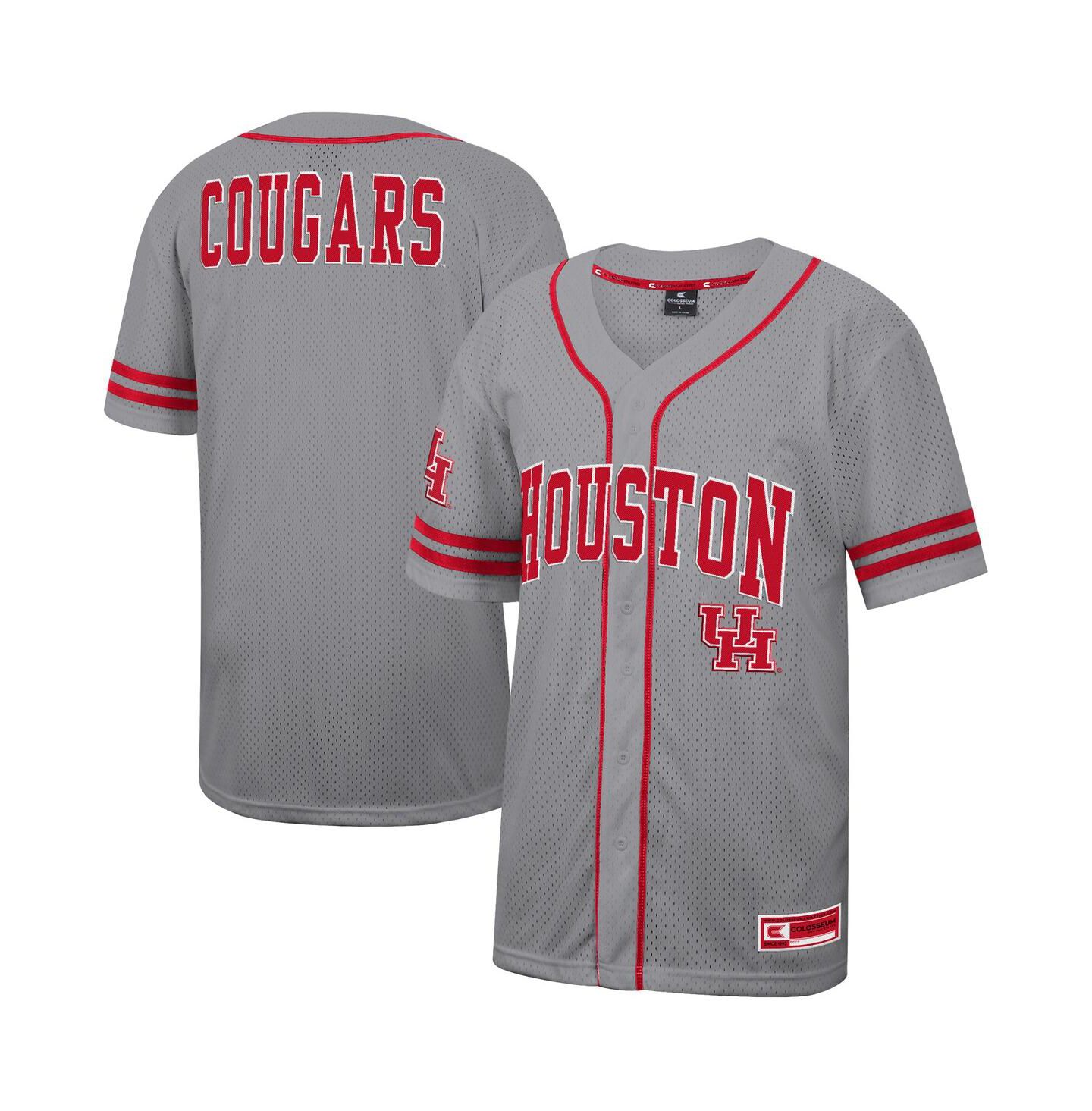 Мужской топ Colosseum Gray Houston Cougars Free Spirited Baseball Jersey — фото 1