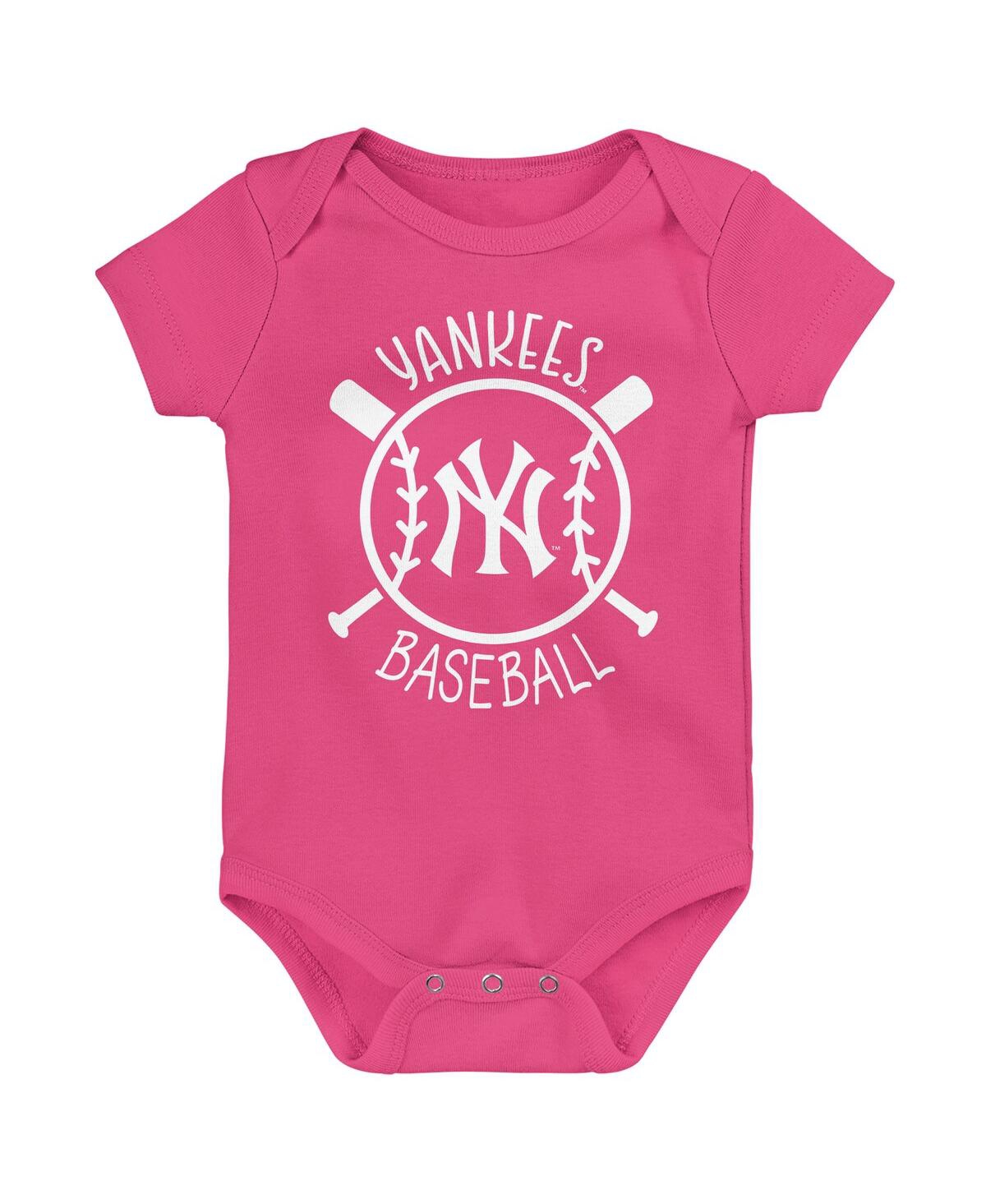 Outerstuff Baby Boys And Girls New York Yankees Slide Home 3-pack Bodysuit Set In Multi