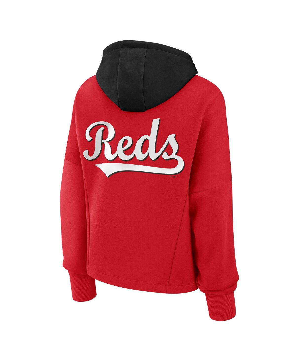 Fanatics Women's Red Cincinnati Reds Oversized High Hip Legacy Fleece Pullover Hoodie In Red