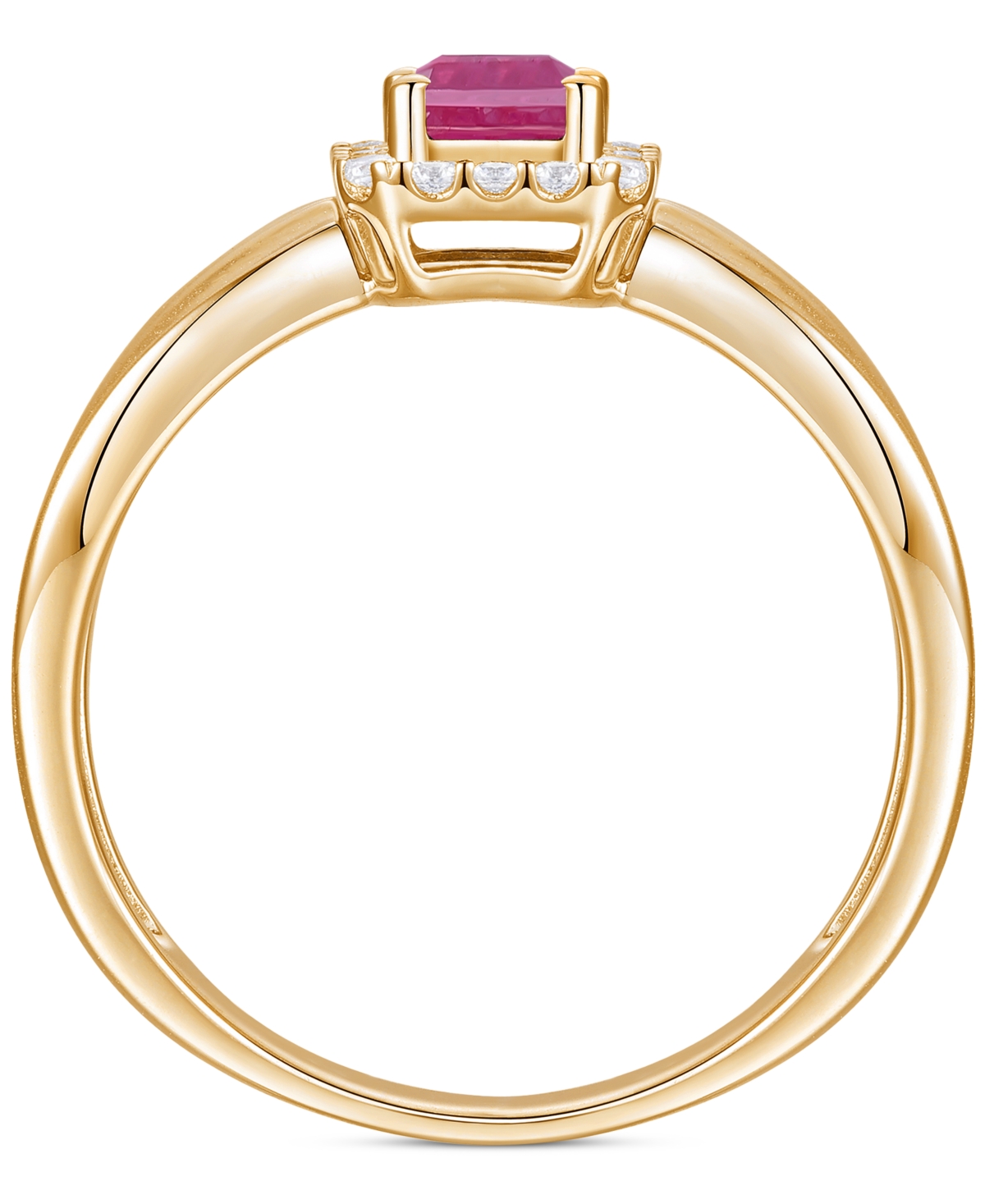 Macy's Emerald (5/8 Ct. T.w.) & Diamond (1/6 Ct. T.w.) Halo Ring In 14k Gold (also In Ruby & Sapphire) In Ruby