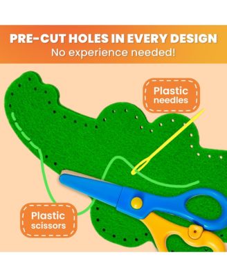 Kids Crafts Ages 4-8 DIY Beginner Needle and Thread Kit - 12 Sewing Kit Basic