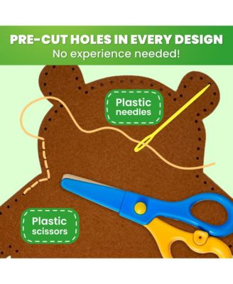 Kids Crafts Ages 4-8 DIY Beginner Needle and Thread Kit - 12 Sewing Kit Basic