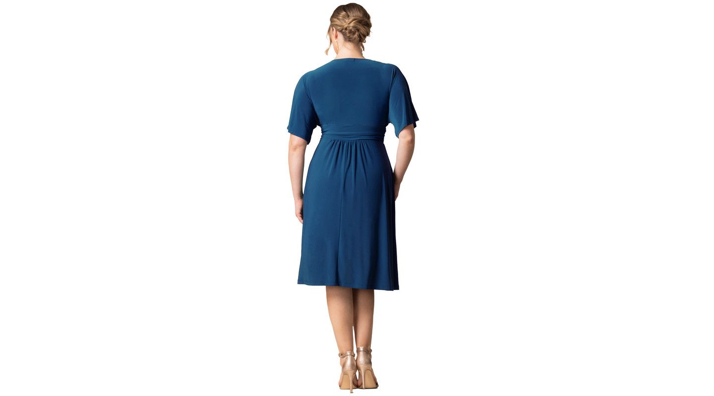 Женское платье Kiyonna Plus Size Gia A-Line Midi with Pockets, цвет: Синий — фото 2