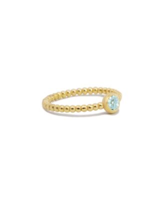 Gold Beaded Aquamarine Ring 14K Gold