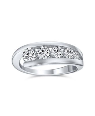 Modern Graduated Cubic Zirconia CZ Statement  Band Ring .925 Sterling Silver