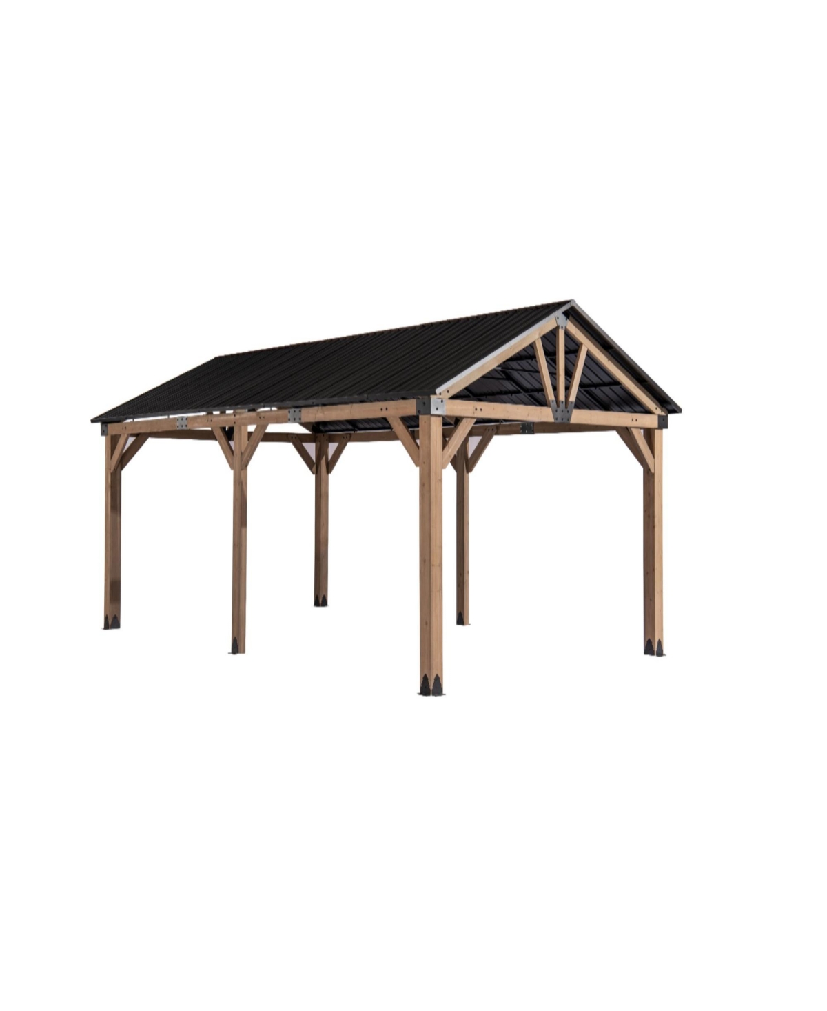 12 x 20 ft. Wood Gazebo Cedar Framed Wooden Gazebo with Curtain and Netting - Greenwich Serie - Black