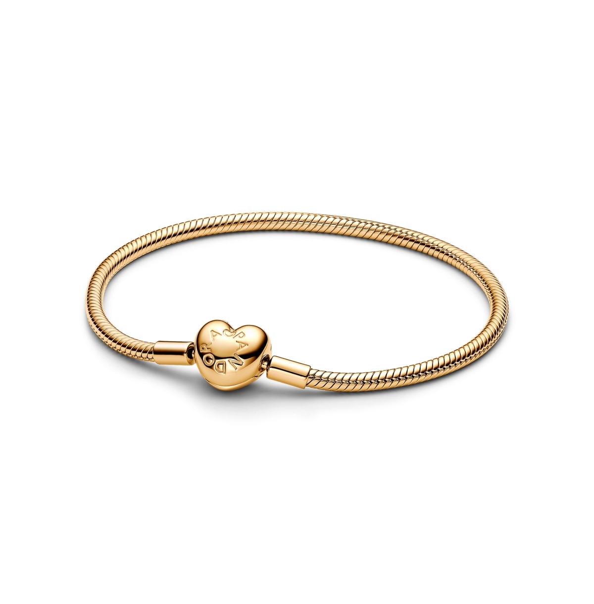 Gold-Plated Moments Heart Clasp Snake Chain Bracelet - Gold